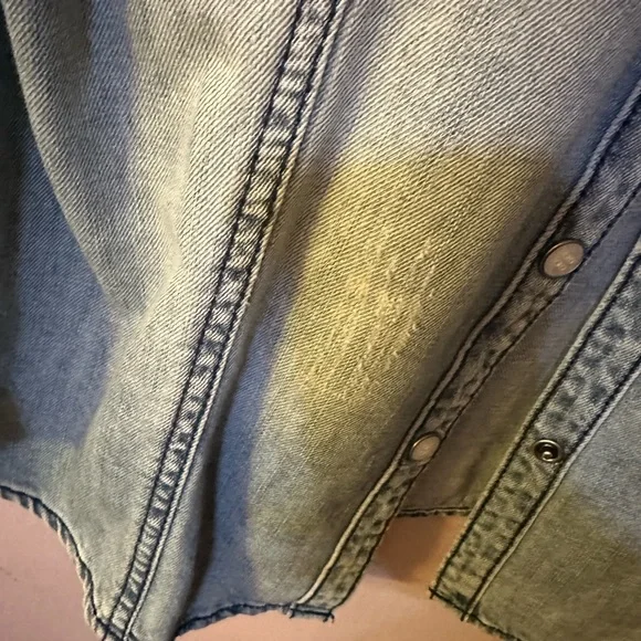 Harley Davidson snap up faded denim shirt with steel bling collar - Picture 6 of 12